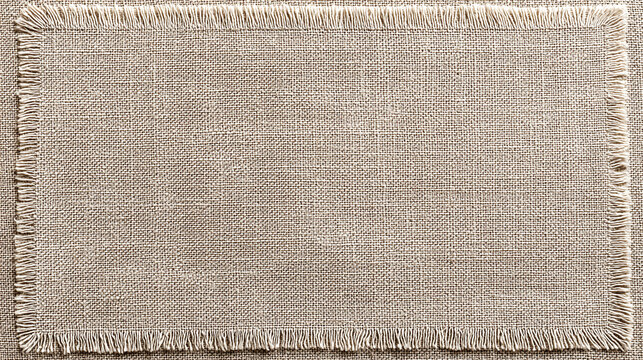 A rectangular linen fabric with a fringe design, ideal for a placemat or textile pattern.