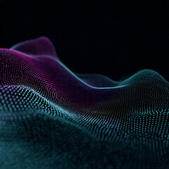 Abstract curve, modern gradient of dots with flowing rhythm. Illustration for big data, science, technology, and digital design concepts.