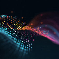 Abstract curve, modern gradient of dots with flowing rhythm. Illustration for big data, science, technology, and digital design concepts.