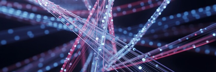 Vibrant network connections with glowing nodes and dynamic lines