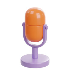 Vibrant orange microphone isolated on transparent background