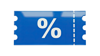 Blue Discount Coupon with Percentage Symbol