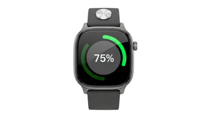 Smartwatch Displaying 75% Battery Charge