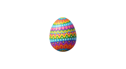 Vibrant Easter Egg with Wavy Patterns on Black Background