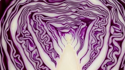 Fototapeta premium Red Cabbage Cross-Section A Vivid, Abstract Macro View of Healthy Vegetable Layers
