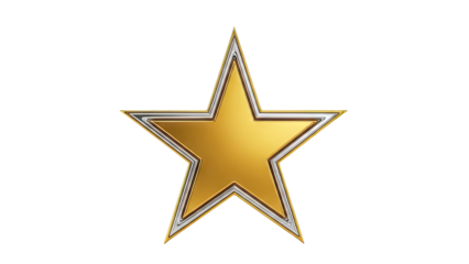 Golden Five-Pointed Star with Silver Outline
