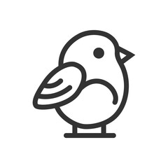 Outline bird icon isolated flat style design.