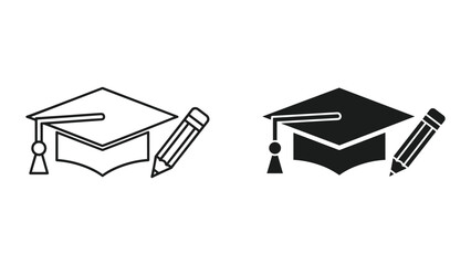 Graduation Cap Illustration with Pencil