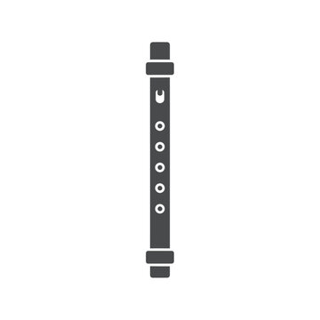 Silhouette of a dark grey recorder flute with six finger holes
