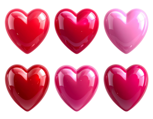 Untitled design - Floating Red and Pink 3D Heart Shapes, Romantic Celebration Design, Isolated on Transparent Background