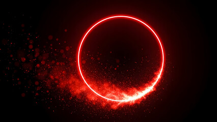 Vibrant red ring with fiery edges against dark background