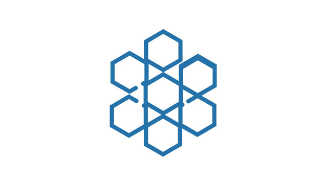 Blue Hexagonal Geometric Shape Design Element.