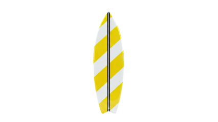 Surfboard with Yellow and White Diagonal Stripes