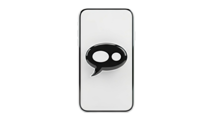 Smartphone with a 3D chat bubble icon