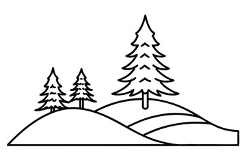 Obraz premium simple illustration of pine trees on a hill