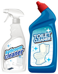 Bathroom and Toilet Cleaner Bottles Vector Illustration