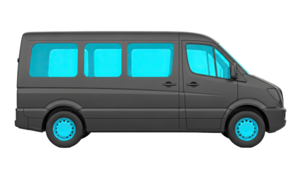 Dark Gray Minivan with Blue Tinted Windows and Wheels