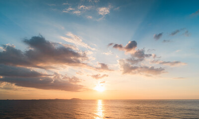 4k Aerial of Cloud with sunset sky background in Thailand,Cloudscape time lapse background Dark red purple sunset sky Nature background, sunset in the clouds.