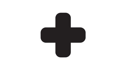 Fototapeta premium Black medical cross symbol in simple flat design with dark color on white background for healthcare logo