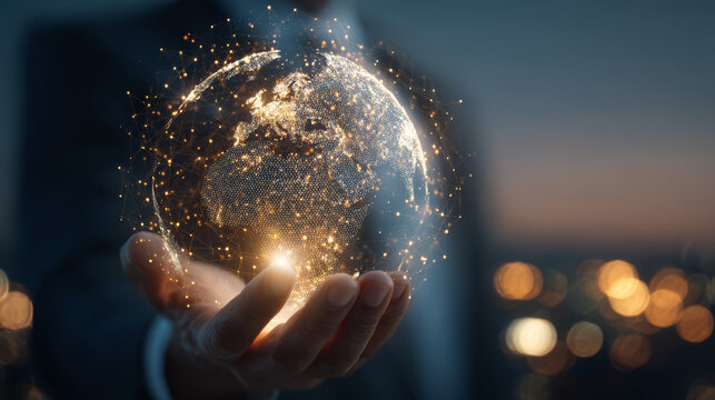 Global technology network data connection innovation business future global technology network data connection innovation business future hand - Powered by Adobe