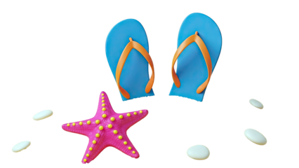 Beach Vacation Items: Flip-flops, Starfish, and Pebbles