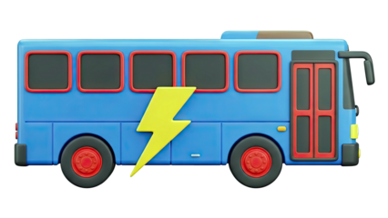 Blue Bus with Yellow Lightning Bolt Decal