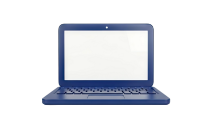 Minimalist Blue Laptop on White Background