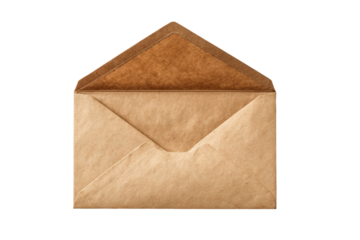 Open Brown Paper Envelope on White Background