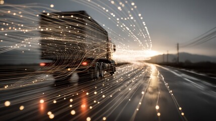 A data visualization of AI trucks showcasing a 360-degree perspective with an overlay.