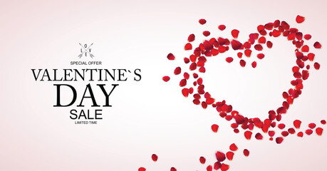 Valentine's day sale with heart design and red hearts
