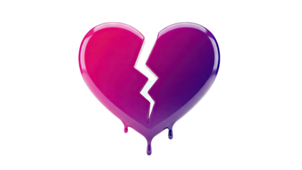 3D Broken Heart with Gradient Colors and Drips