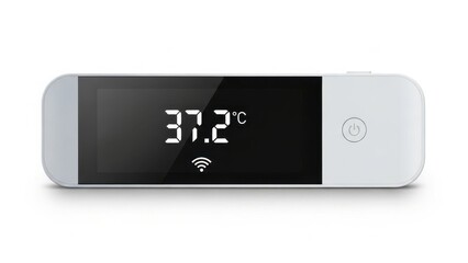 Digital Thermometer Displaying 37.2 Degrees Celsius with WiFi Symbol