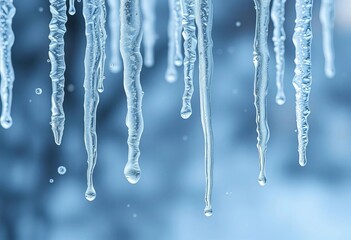 Intricate ice crystals fall gently in a soft focus background, symbolizing winter's delicate beauty,  seasonal, snowflake