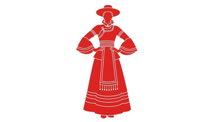 Obraz premium Red Traditional Woman Silhouette Illustration
