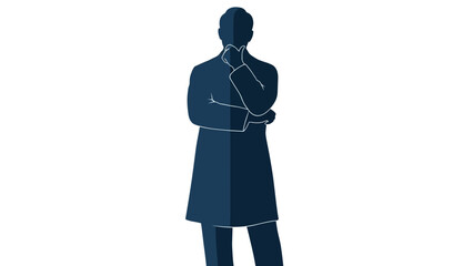 Silhouette of a thoughtful scientist in a lab coat
