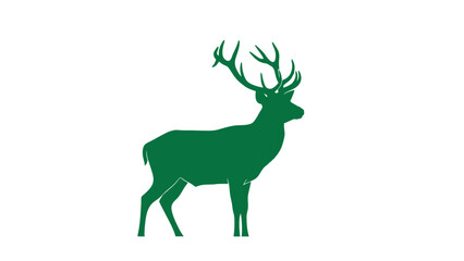 Obraz premium Green Stag Silhouette on White Background