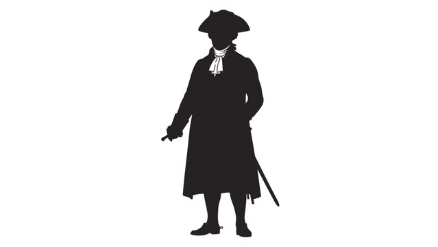 18th Century Silhouette Gentleman with Sword and Hat