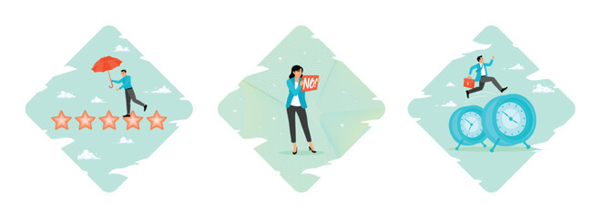 Annual employee evaluation concept. Say no, rejection or refuse to do thing. Time management .