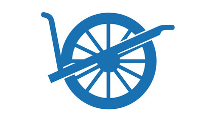 Fototapeta premium Blue Plow Wheel Icon on White Background