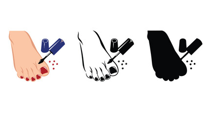 Fototapeta premium A colorful illustration of feet with different nail polish colors and styles