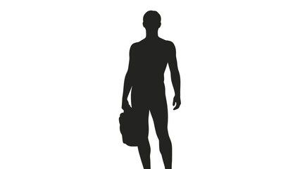 Obraz premium Silhouette Man With Backpack Standing Isolated On White Background