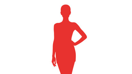 Red Silhouette Woman Standing Isolated White Background
