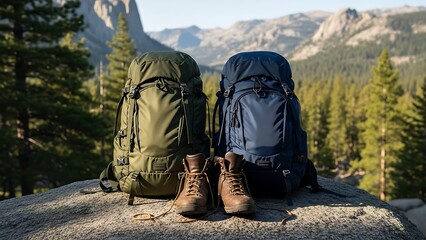 Wilderness Travel Gear Near Flowing Stream