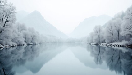 Serene winter landscape reflection