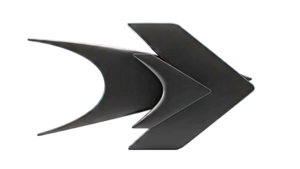 Abstract black sculpture with sharp, curved forms