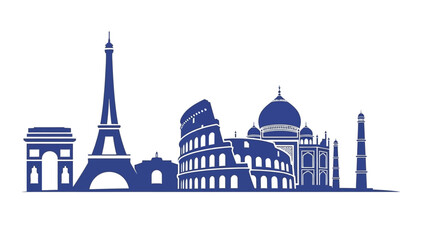 Iconic World Landmarks Silhouette - Travel and Tourism