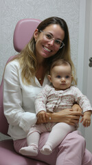 Smiling Mother And Baby In A Bright Clinic Setting, Bonding And Care Moment