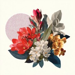 Fototapeta premium Vibrant floral collage art