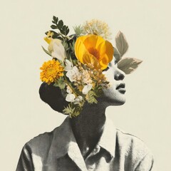 Fototapeta premium Surreal floral portrait illustration