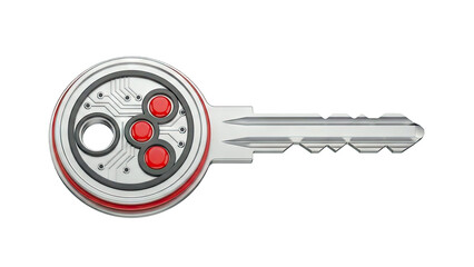 Futuristic Key with Circuit Board Design and Red Accents